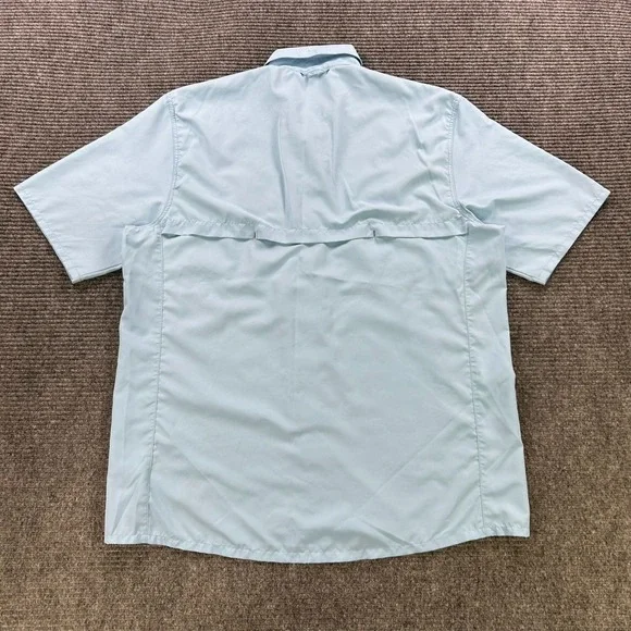 Simms Fishing Products Light Blue Short Sleeve Button Up Shirt Men Large Outdoor - Picture 3 of 15